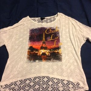 3/4 sleeve lace backed top